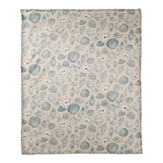 Blue Multicolor Shell Coral Fleece Blanket